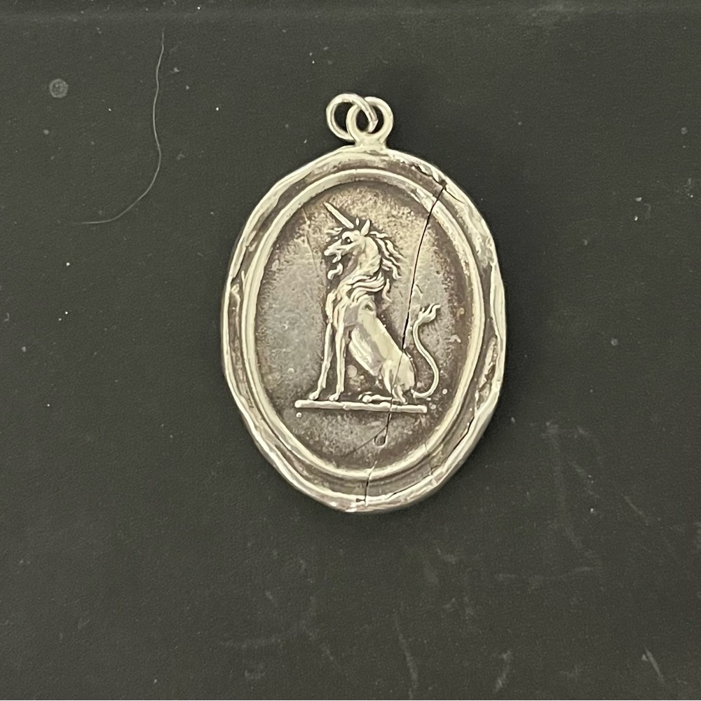 Pyrrha Sterling Silver Oval Unicorn Pendant